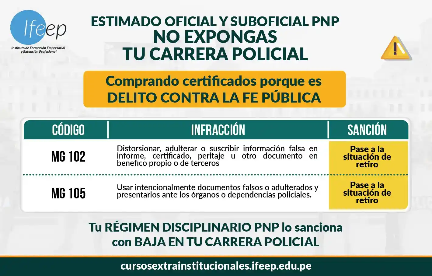 Cursos Extrainstitucionales IFEEP PNP